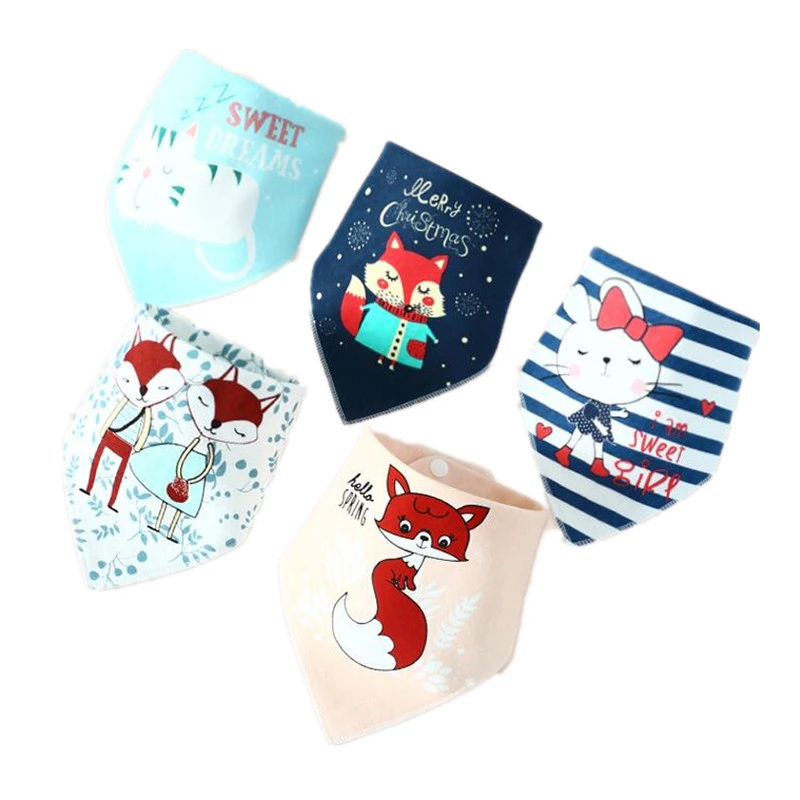 High Absorbent Baby Bibs Cotton Cortoon Baby Bandana Bibs Burp Cloth for Infant Boys Girls Toddler Drool Bibs Meal Collar Apron