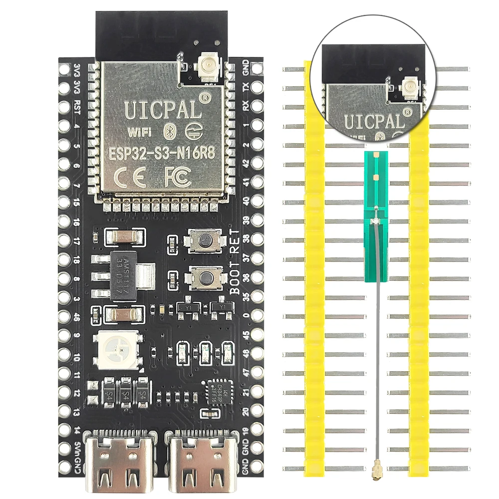 Erweiterbare Antenne ESP32-S3 Entwicklungsboard 2.4G WLAN-Modul für Arduino IDF AI IOT DIY ESP32-S3 N16R8 CH343 Type-C ESP32S3