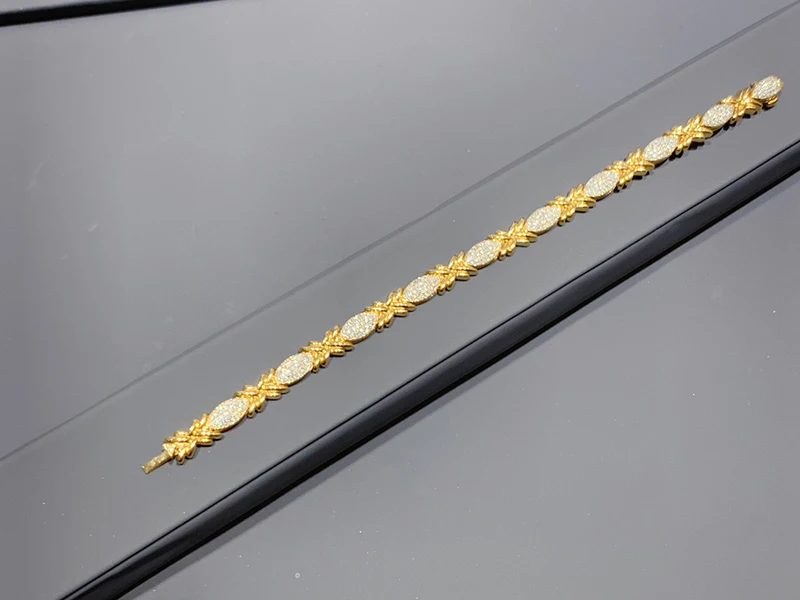 LUOWEND 100% 18K Yellow Gold Bracelet Luxury Vintage Design 1.31carat Real Natural Diamond Bracelet for Women High Party Jewelry