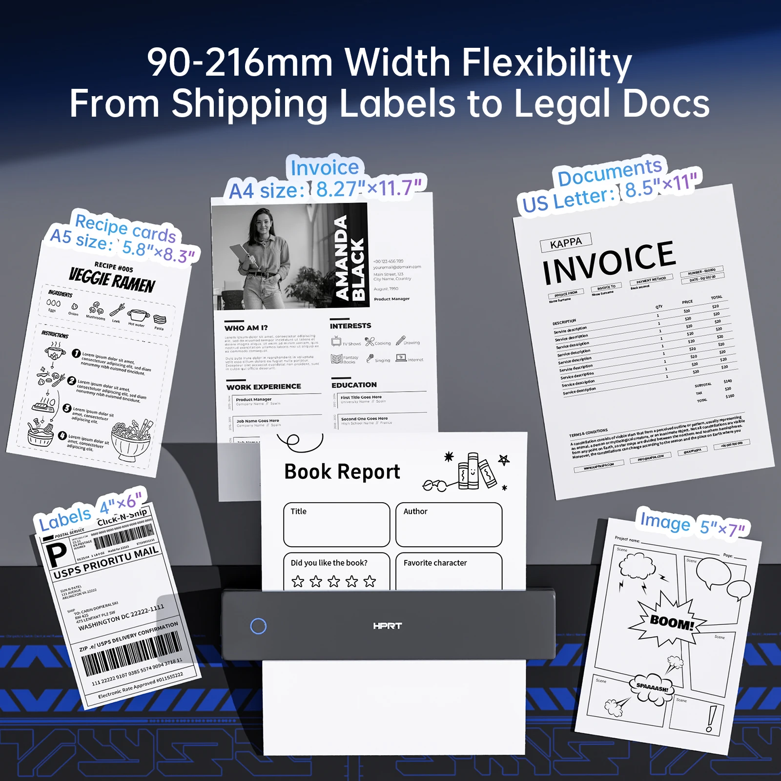 MT620 Pro Portable Thermal Printer - Wireless Bluetooth, 300DPI High Resolution, Multi-Size Printing (A4/A5/US Letter), No Ink