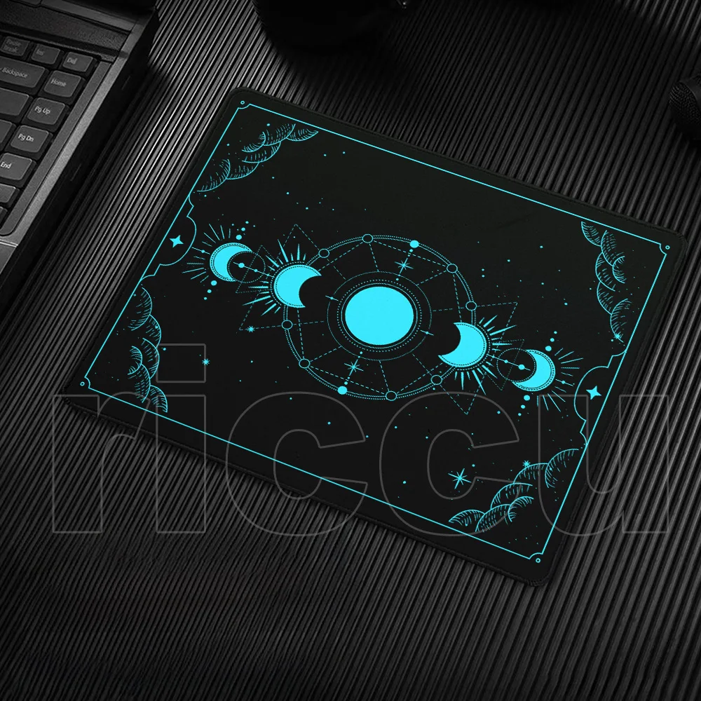 Small-sized Tarot Cards Mouse Pad Rubber Anti Slip Black Mouse Kawaii Table Mat PC Gamer Home Office Setup Moon Desk Accessories