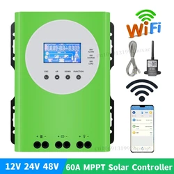 12V 24V 48V 60A MPPT Solar Charge Controller WiFi 150VDC PV Solar Panel Regulator For Lifepo4 Lithium Lead-Acid Gel Battery