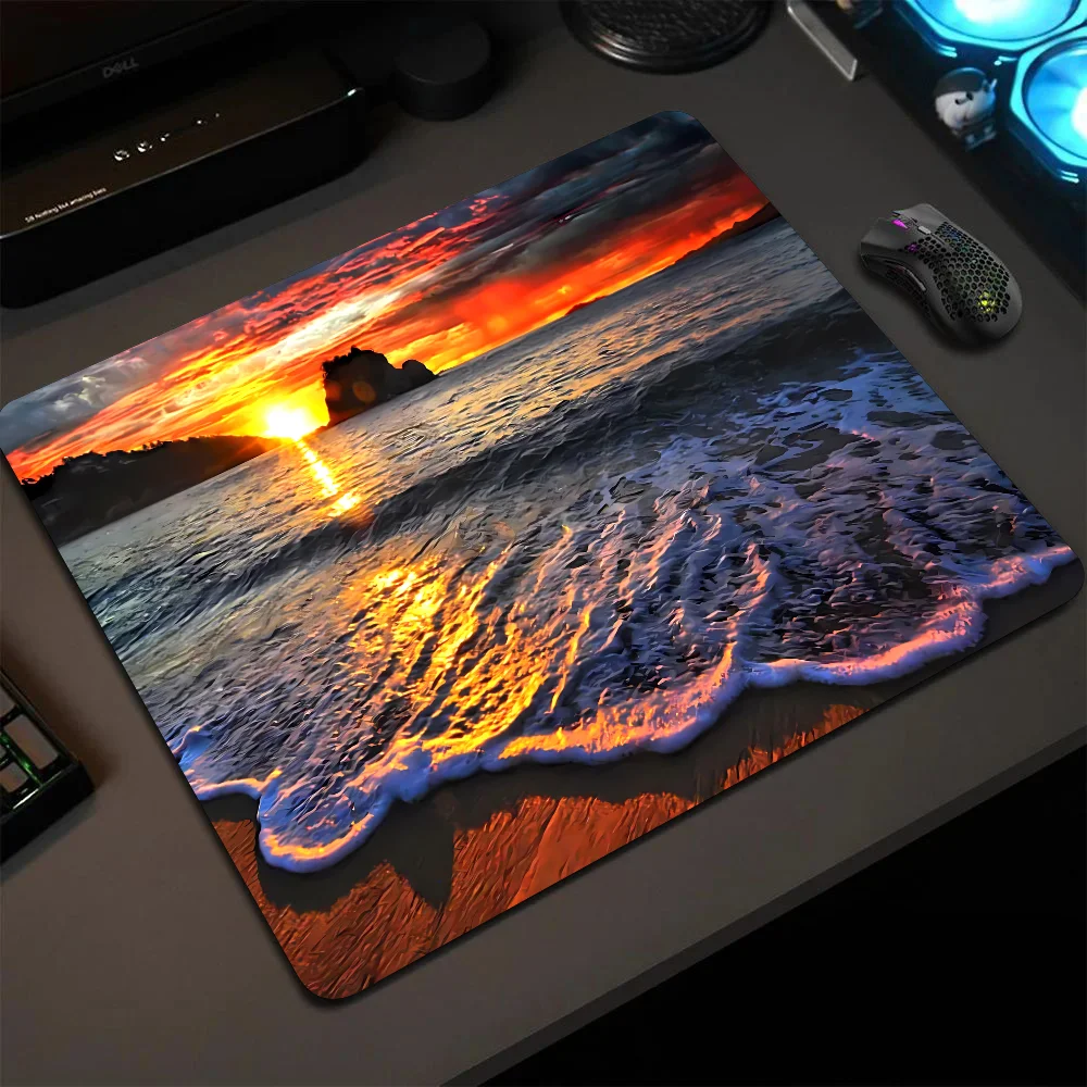 Beach Waves Mousepad Small LockEdge Mouse Pad For Gamers Computer Desk Pad Rectangular Anti-slip Rubber