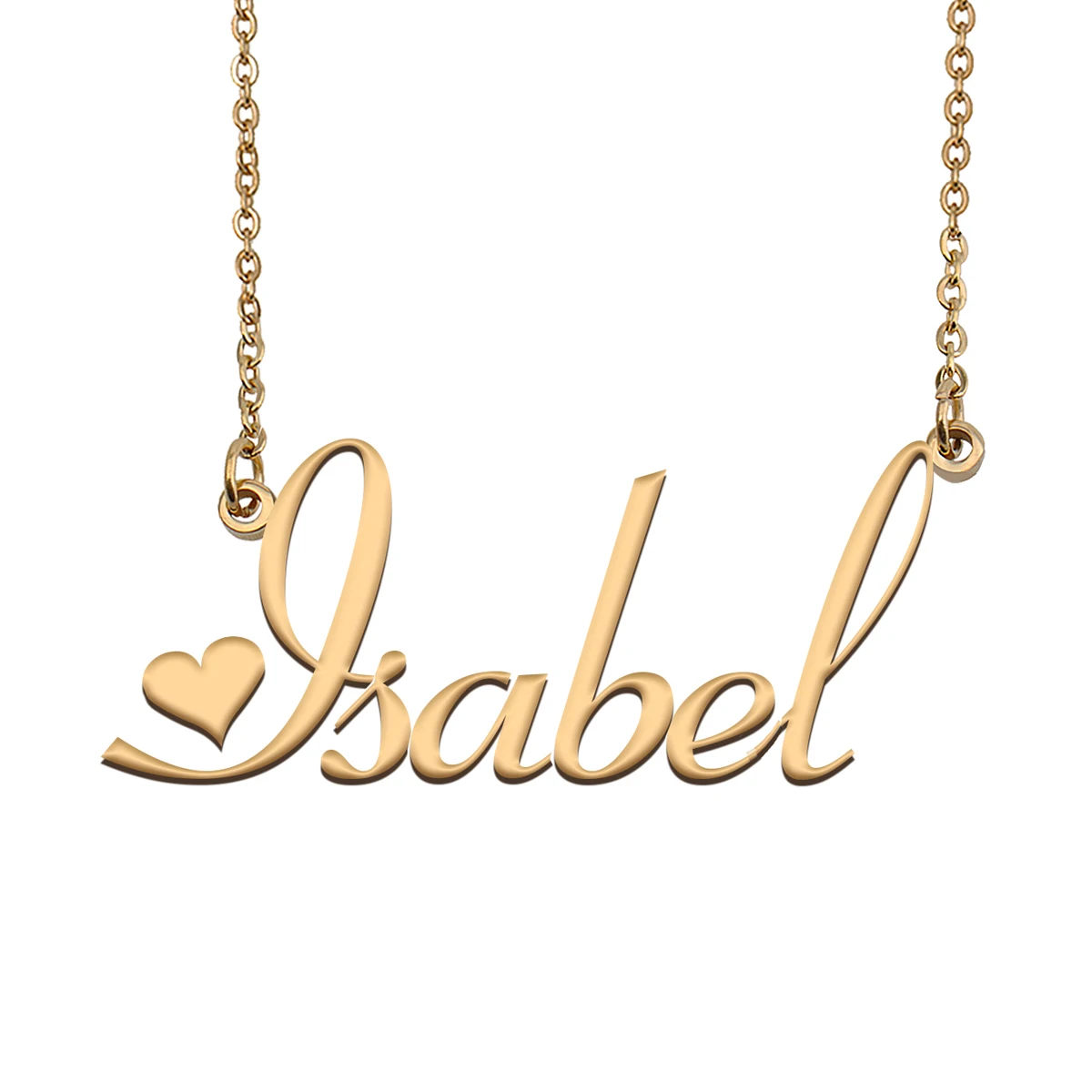 Isabel Name Necklace Personalised Stainless Steel Women Choker Alphabet Letter Pendant Jewelry Girl Friend Gift