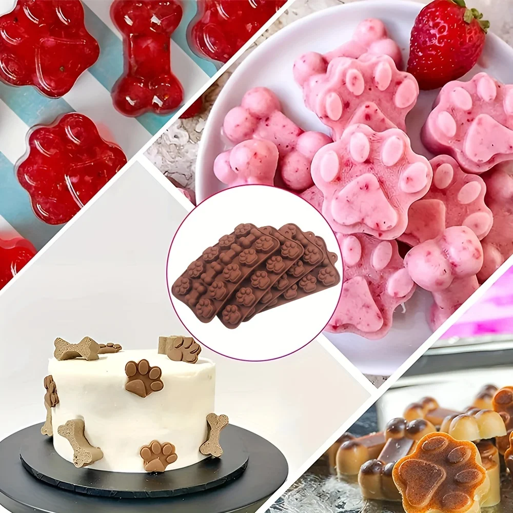 1pc Dog Food Silicone Mold 14 -grid Dog Bone Cat Paw Chocolate Mold Cake Baking Tool Ice Tray Pudding Jelly Mold view 6