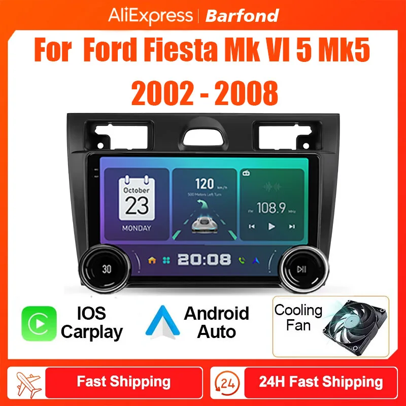 Barfond  For Ford Fiesta Mk VI 5 Mk5 2002 - 2008 Car Radio Multimedia Video Player Navigation stereo GPS Android 13 2din dvd