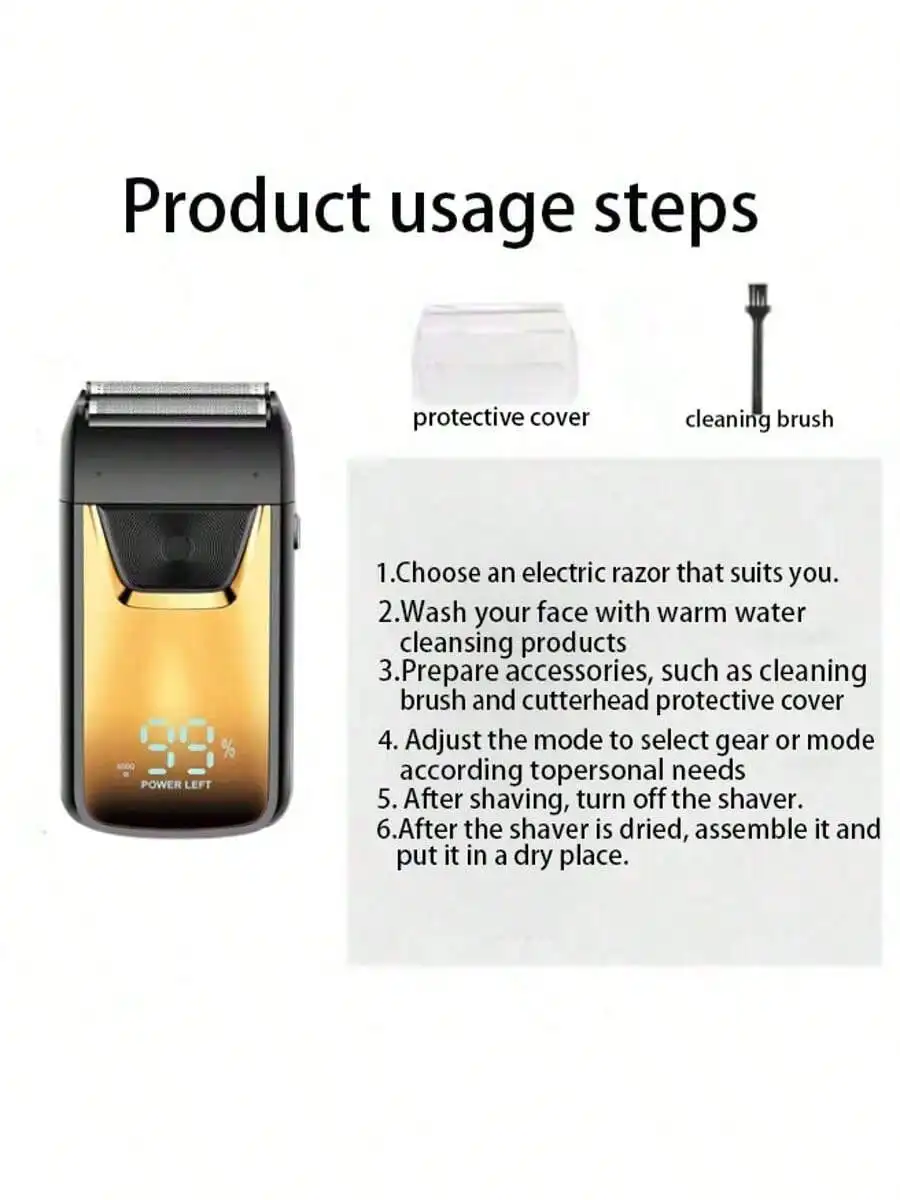 ماكينة حلاقة للشعر 2026 ذات شفرات مزدوجة ماكينة حلاقة كهربائية للرجال ماكينة حلاقة برأس أصلع مغلقة ، قابلة لإعادة الشحن #6