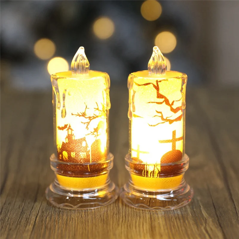 A56X 12PCS Halloween Kerze Halloween Flammenlose Kerzen Licht Dekorative LED Kerze Lampe