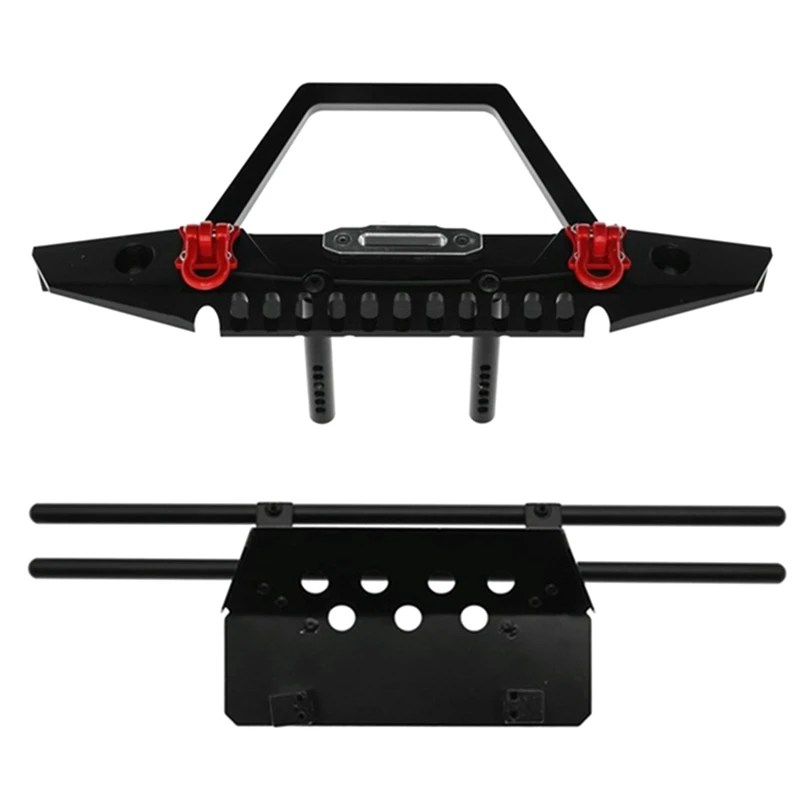 Metal Front Rear Bumper With LED Light For Axial SCX10 Traxxas TRX4 1/10 RC Crawler Car Cherokee Body Upgrades Replacement Parts