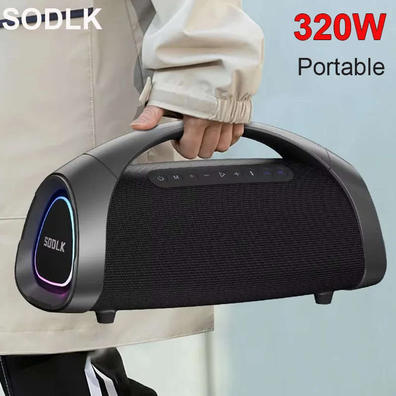 SODLK S1617 Altavoz Bluetooth De alta gama con subwoofer 320W potente Boombox estéreo impermeable con micrófono Dual Caixa De Som