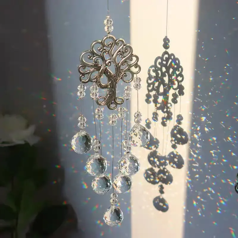 Window Wind Chime Life Tree Crystals Wind Chimes Suncatcher Hanging Pendnats Car Hanging Garden Decoration Pendnat Gift