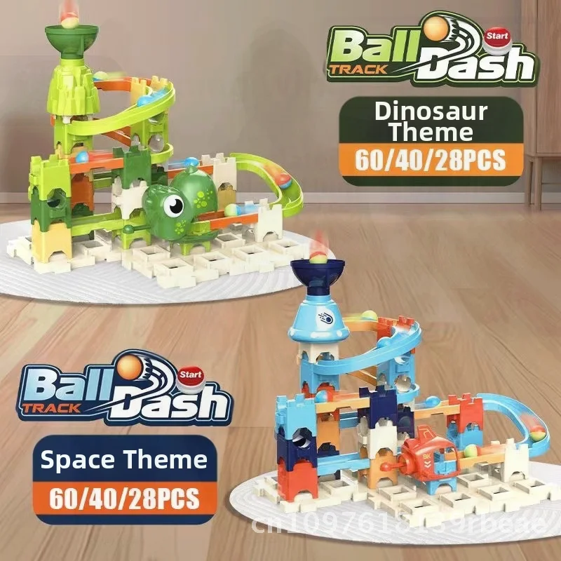Dinosaur Themed Ejection Ball Track Building Blocks Set - Big Particle Educational Toy for Children Adventure & Learning Fun