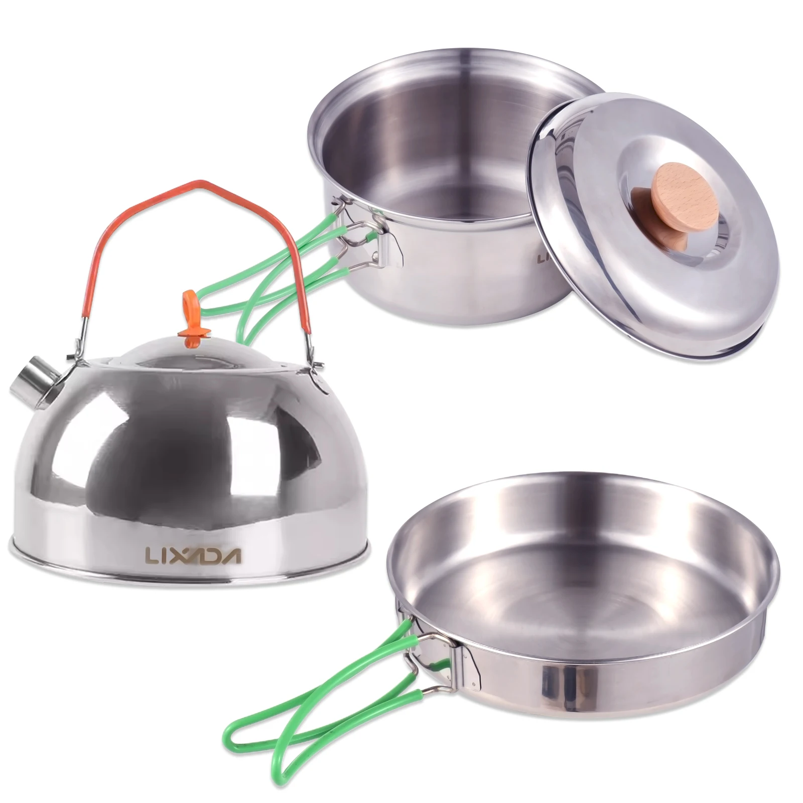 

Collapsible Camping Cookware Stainless Steel for 1-2 People Cooking Pot Frying Pan Suitable for All Stove Types Lightweight