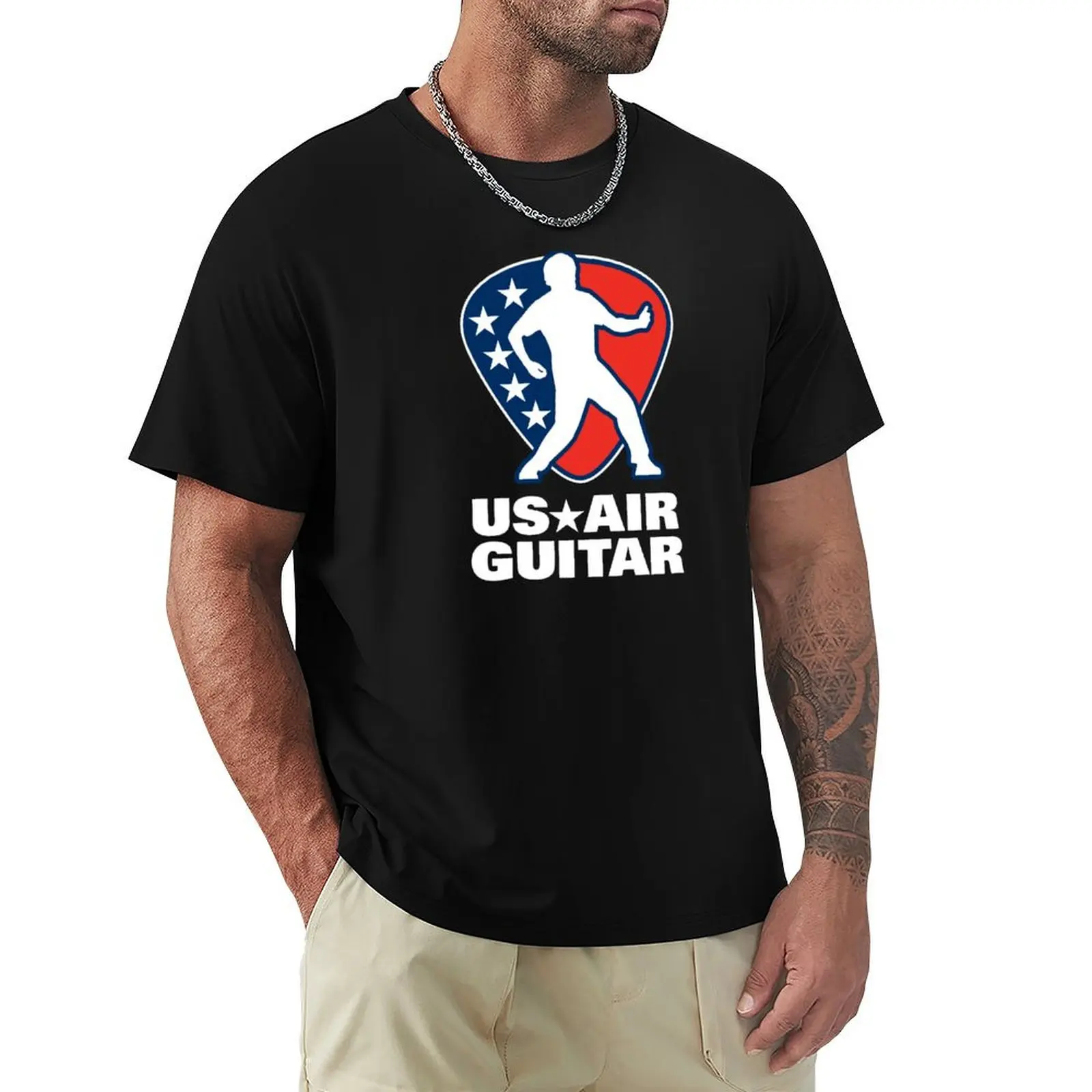 

US Air Guitar (White Text) T-Shirt summer 2025 rapper graphic tees essential t shirt Louboutins clothes for men
