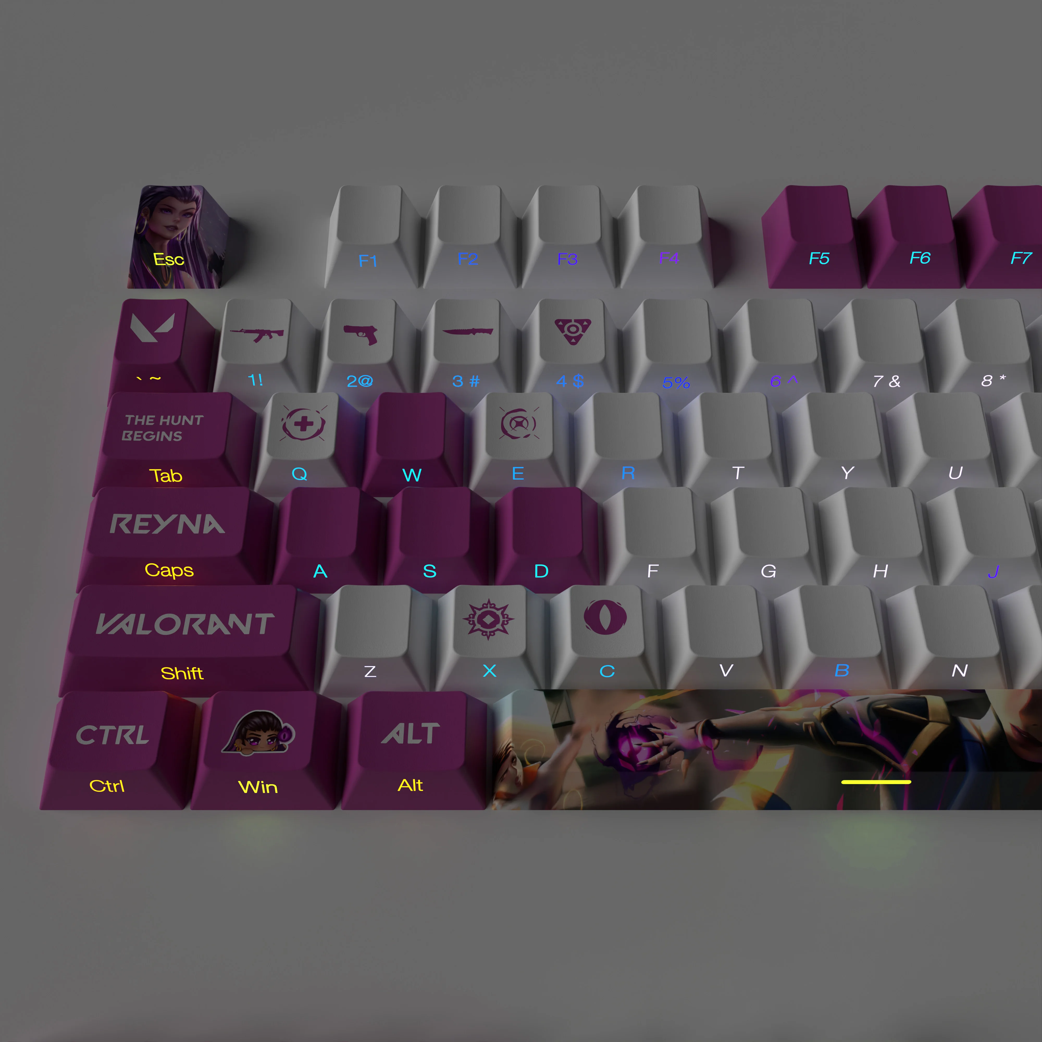 Reyna keycaps VALORANT full set cherry Profile Transparent Side Print Letter PBT dye sub keycaps game keycaps