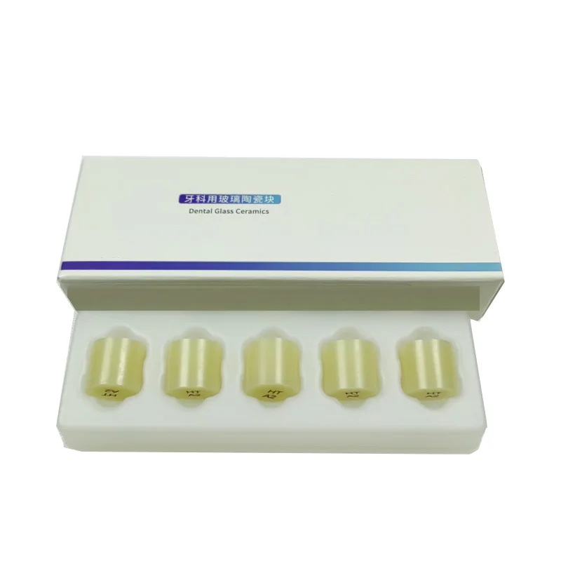 

5Pcs/Box Press Glass Ceramic Ingots HT LT Dental Disilicate Lithium Blocks For Teeth Veneer /Inlay/Aesthetic Repairosome