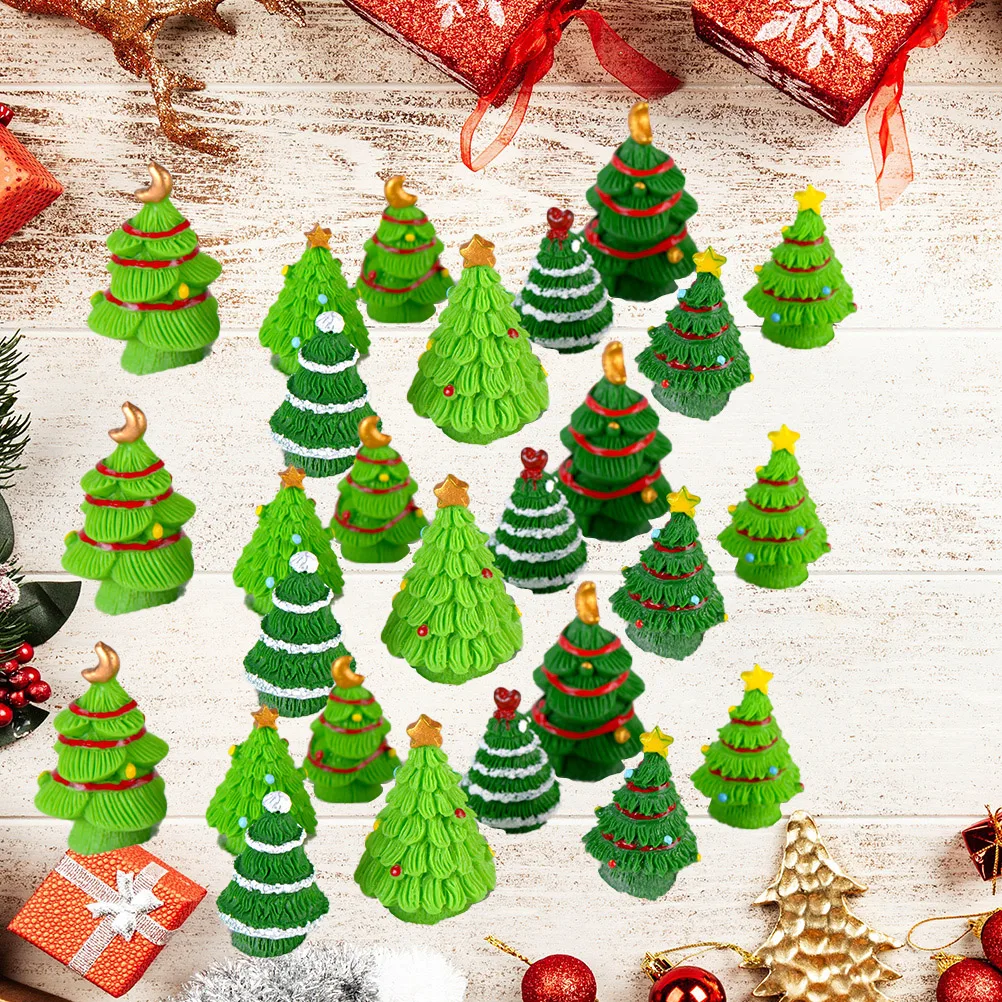 

40pcs Christmas Tree Microlandscape Resin Decor Craft Miniature Tree Desktop Ornament For Home Garden Party Decoration Gifts