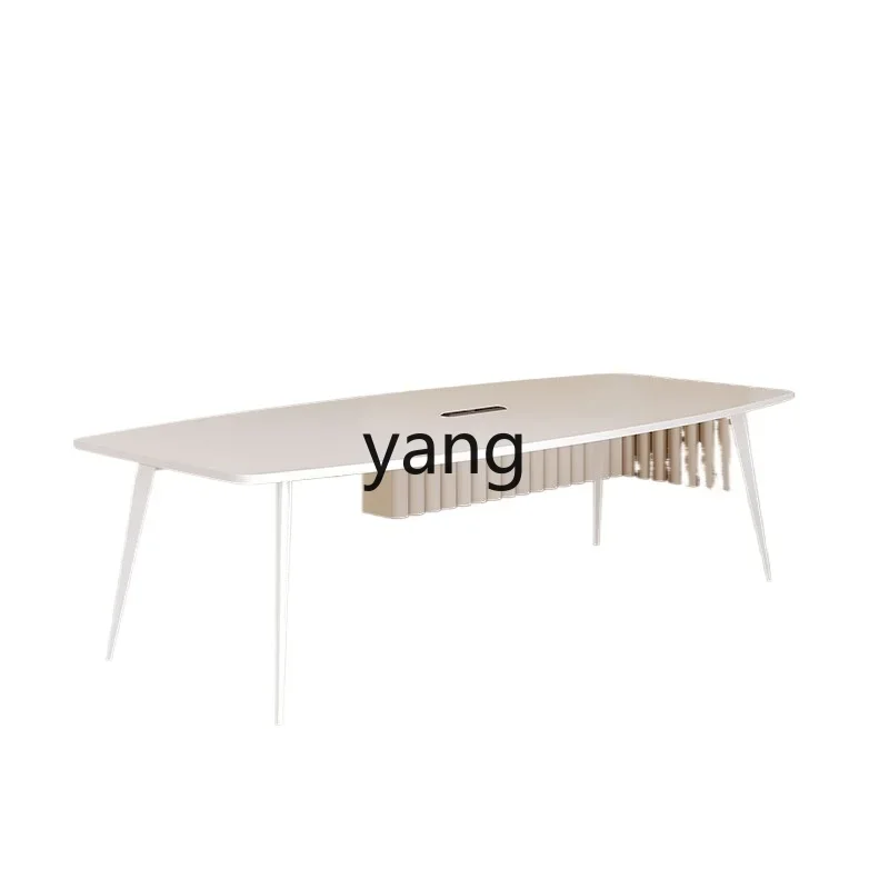 

LMMConference Long Table Simple Modern Size White Oval Negotiation Table and Chair Combination