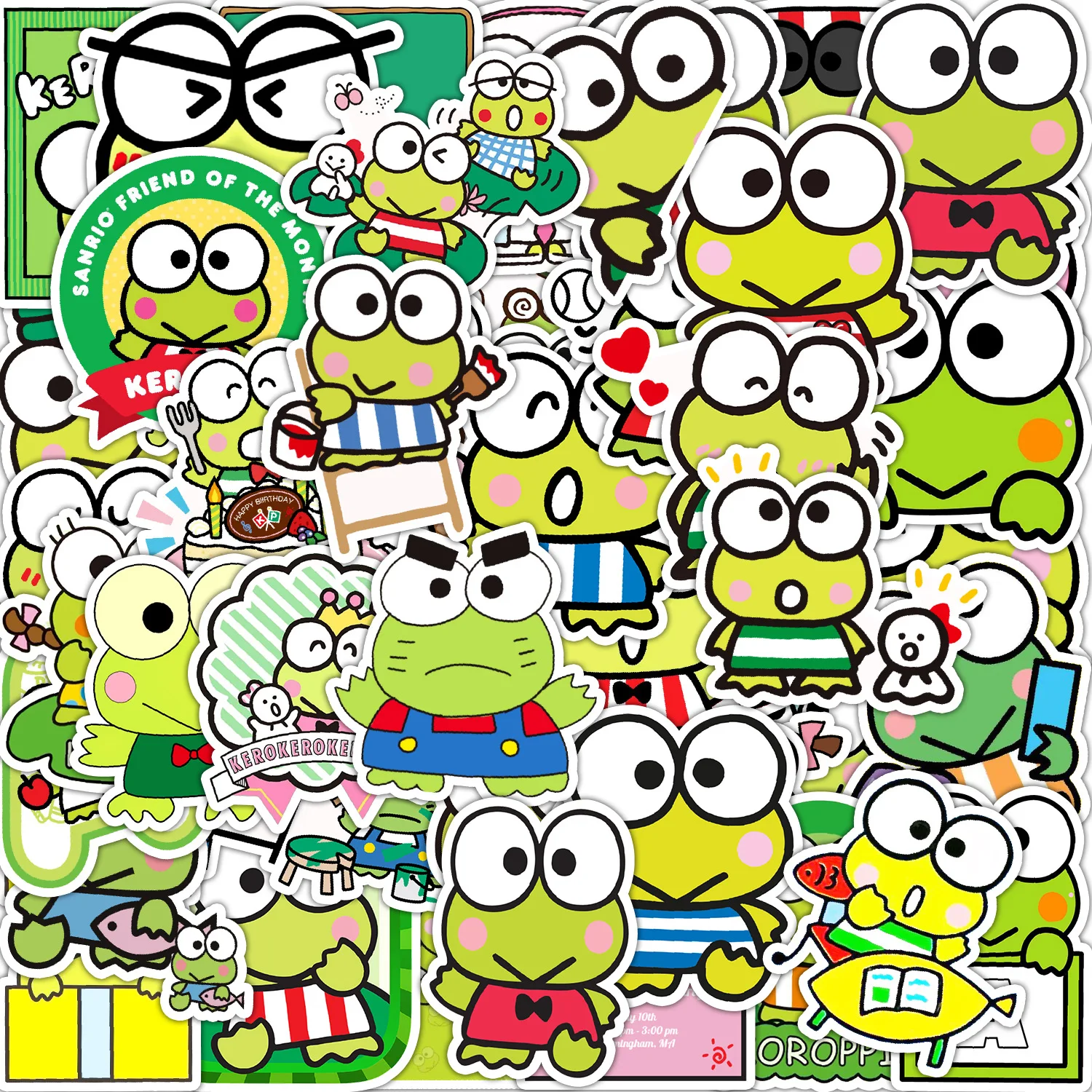 50pcs Cartoon Cute KEROKERO KEROPPI Laptop Suitcase Graffiti Decorative Stickers