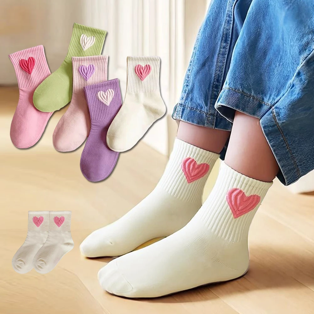 5/10 pairs of children's socks, girls' candy-colored sports socks, wholesale for spring, summer, autumn, and winter, moisture-wi