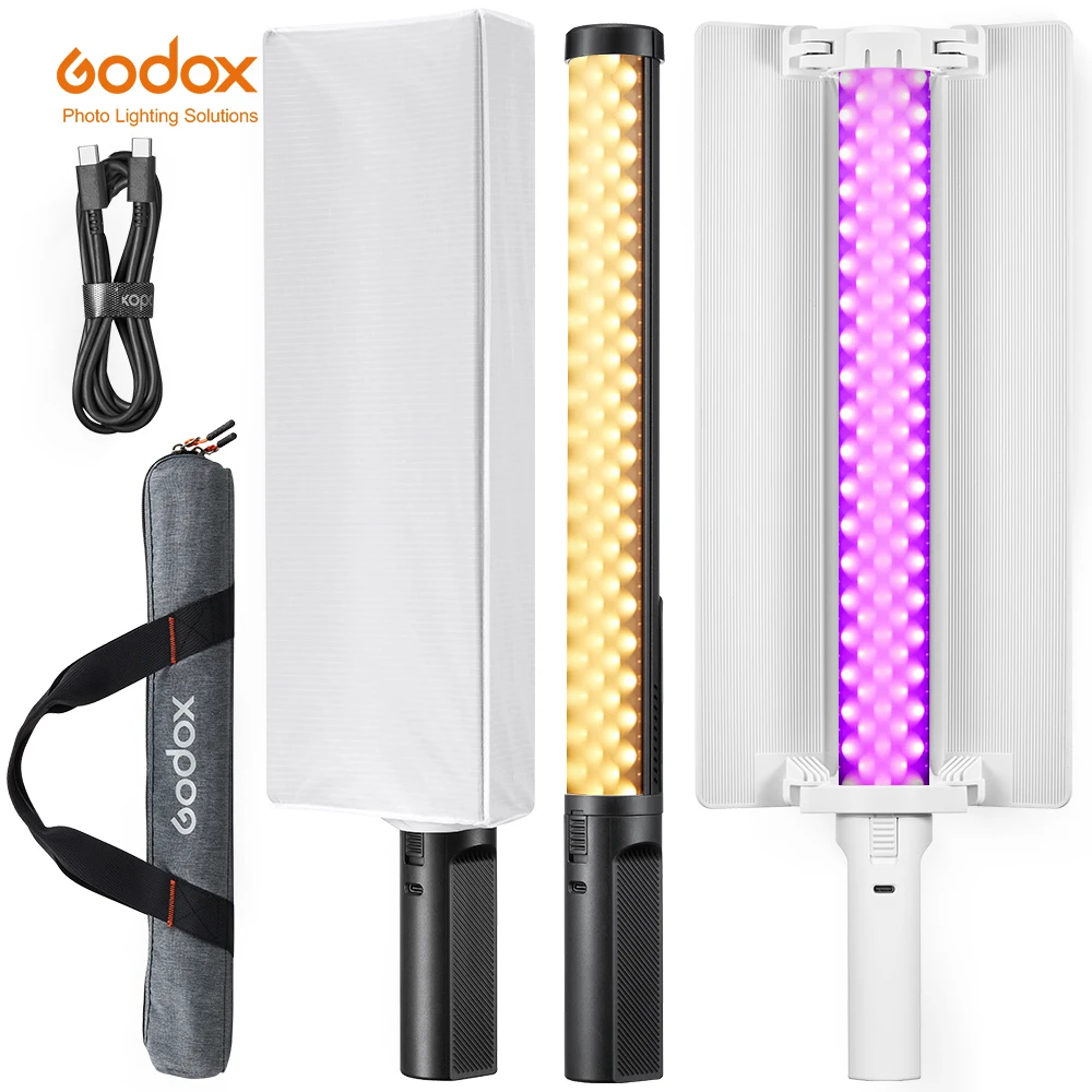 Godox LC500 mini LC500R mini White Black 2500K-8500K RGB LED Light Stick Lighting Effects Handheld Tube Lamp with Barndoor