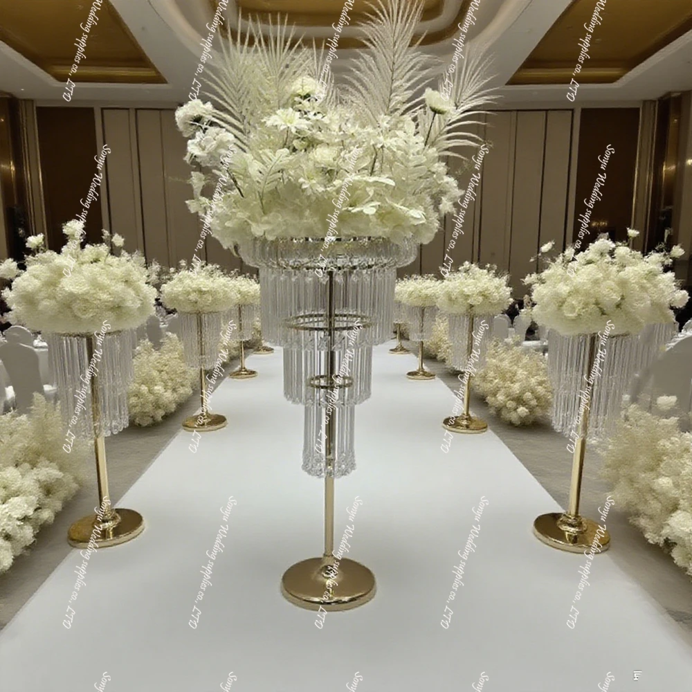H80cm/110cm 5/10/15 pcs f10 Tiered Wedding Acrylic Led Lighted  Centerpiece Candelabra acrylic Wedding Candle Centerpieces