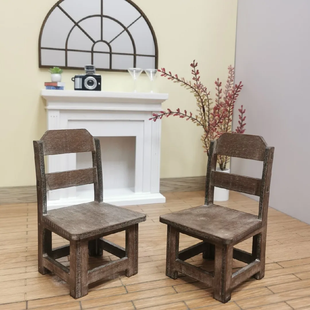 1/6 Domek dla Lalek Model Mebli Akcesoria Vintage Drewniany Okrągły Stół Krzesło Jadalniane Stolik Kawowy Bjd Ob11 Gsc Blyth Lol Miniaturki