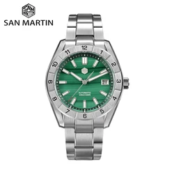 San Martin 42mm Luxus Männer Uhr grßn Malachit Zifferblatt Edelstahl mechanische Armbanduhr Saphir wasserdicht 10bar SN0130G-B
