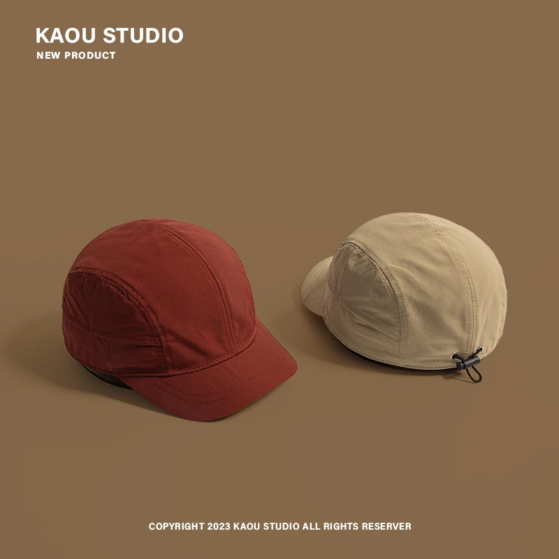 레트로 짧은 챙 모자 남자 일본 얇은 여름 태양 보호 피크 캡 여성을위한 야외 빠른 건조 야구 모자