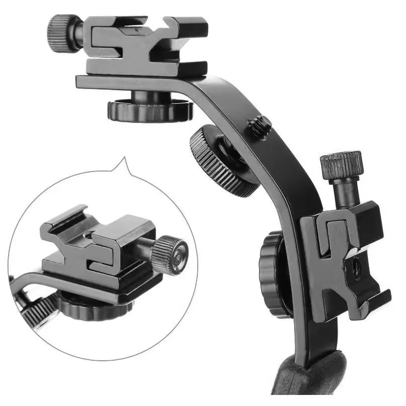 FF-CJ50 dslr ที่ยึดแฟลชสำหรับกล้อง dv วงเล็บคู่รองเท้าร้อนแฟลชวงเล็บ l-bracket รองเท้าร้อนคู่