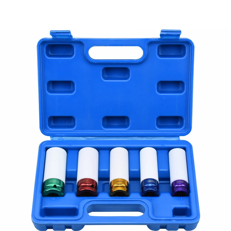 Aandrijfwielbeschermer Impact Socket Impact Sleeve Set Duurzame plastic hoezen 15 mm, 17 mm, 19 mm, 21 mm en 22 mm