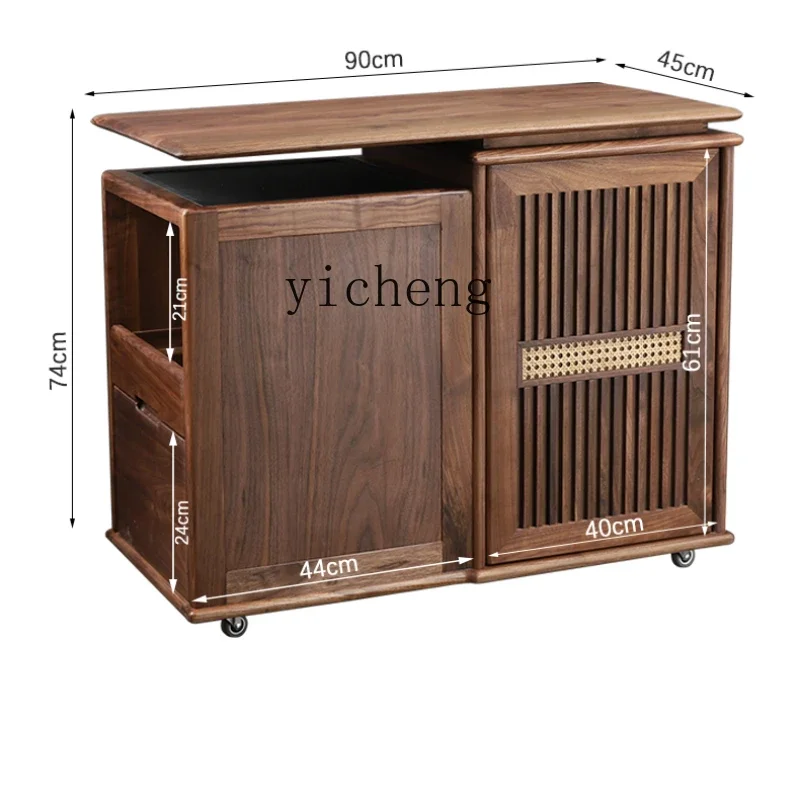 

XL black walnut tea cabinet rotating tea brewing table kettle integrated kung fu tea table