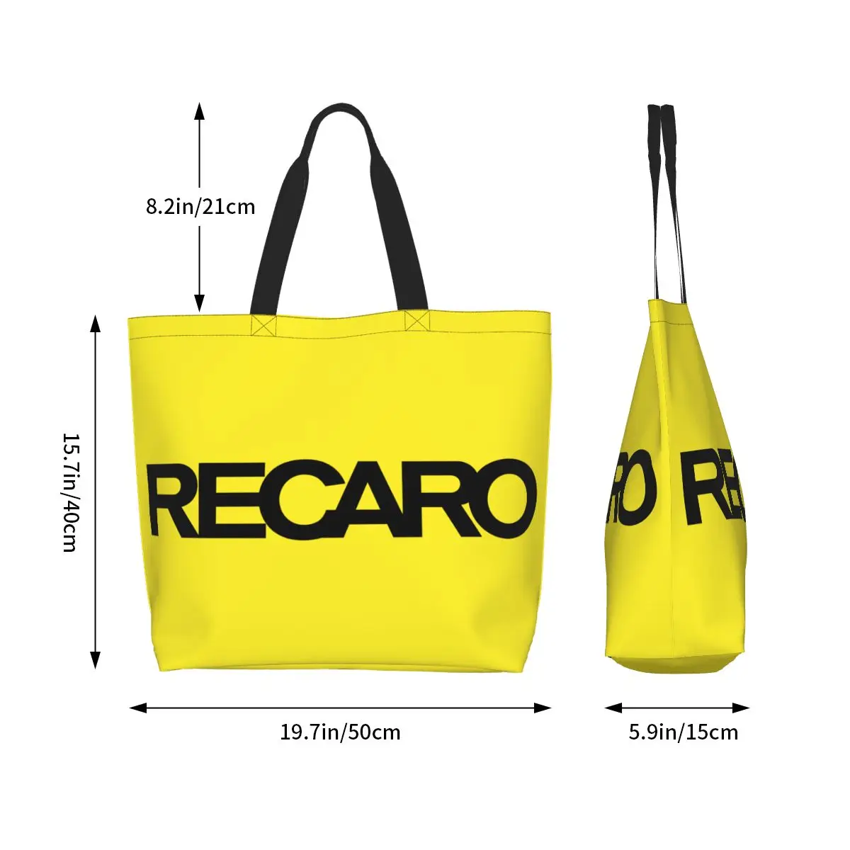 Recaros Logo Groceries Shopping Bags Funny Printing Canvas Shopper Shoulder Tote Bags Large Capacity Durable Handbag