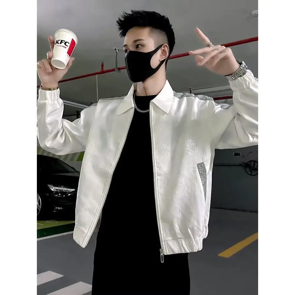 

Весенне-осенний мужской приталенный топ Jaet, модный корейский лоскутный топ, новинка 2025, верхняя одежда бойфренда, крутая и хаоме