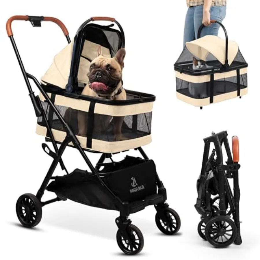 

Pet Stroller with Detachable Carrier - Ideal for Small to Medium Dogs and Cats - Compact and Convenient Design - Easy Assembly