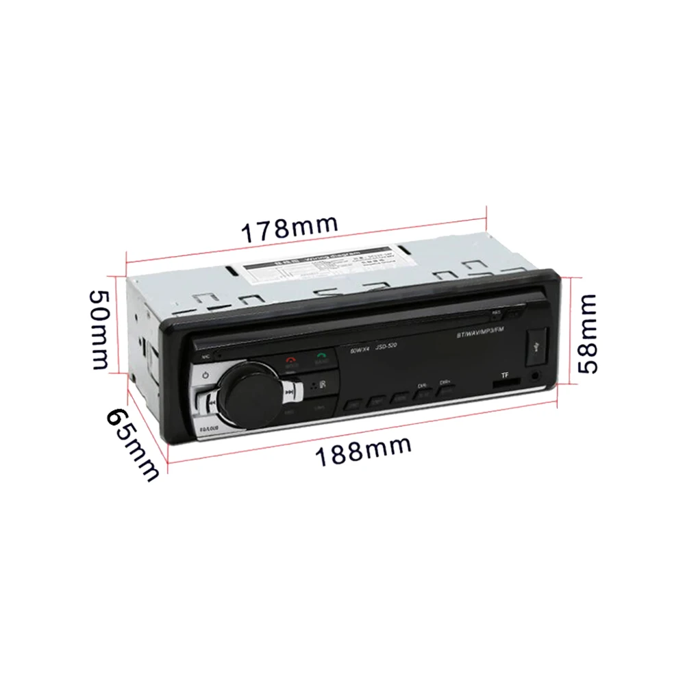(Factory Direct Sales) Car Mp3 Bluetooth Player LED Stereo 12v/24v Car Truck Usb/Tf/Fm/Aux High Fidelity Audio Radio 60W*4