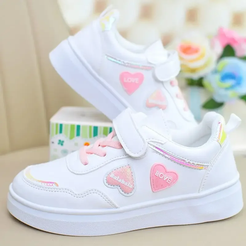 Girly Heart Kawaii Sanrio Cinnamoroll Anime White Board Shoes Spring Autumn Children Sports Ins Sneakers Gifts for Girls Boys