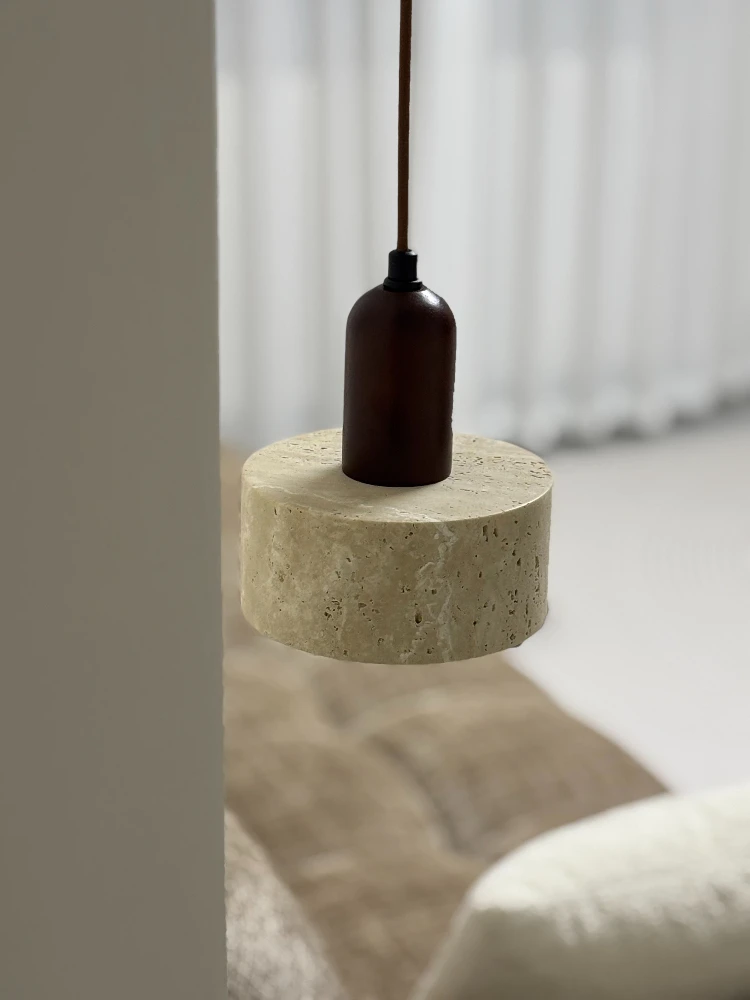 Modern Travertine Droplight Wabi Sabi Style High End LED Pendant Lamp for Dining Desk Kitchen Island Restaurant Bedside