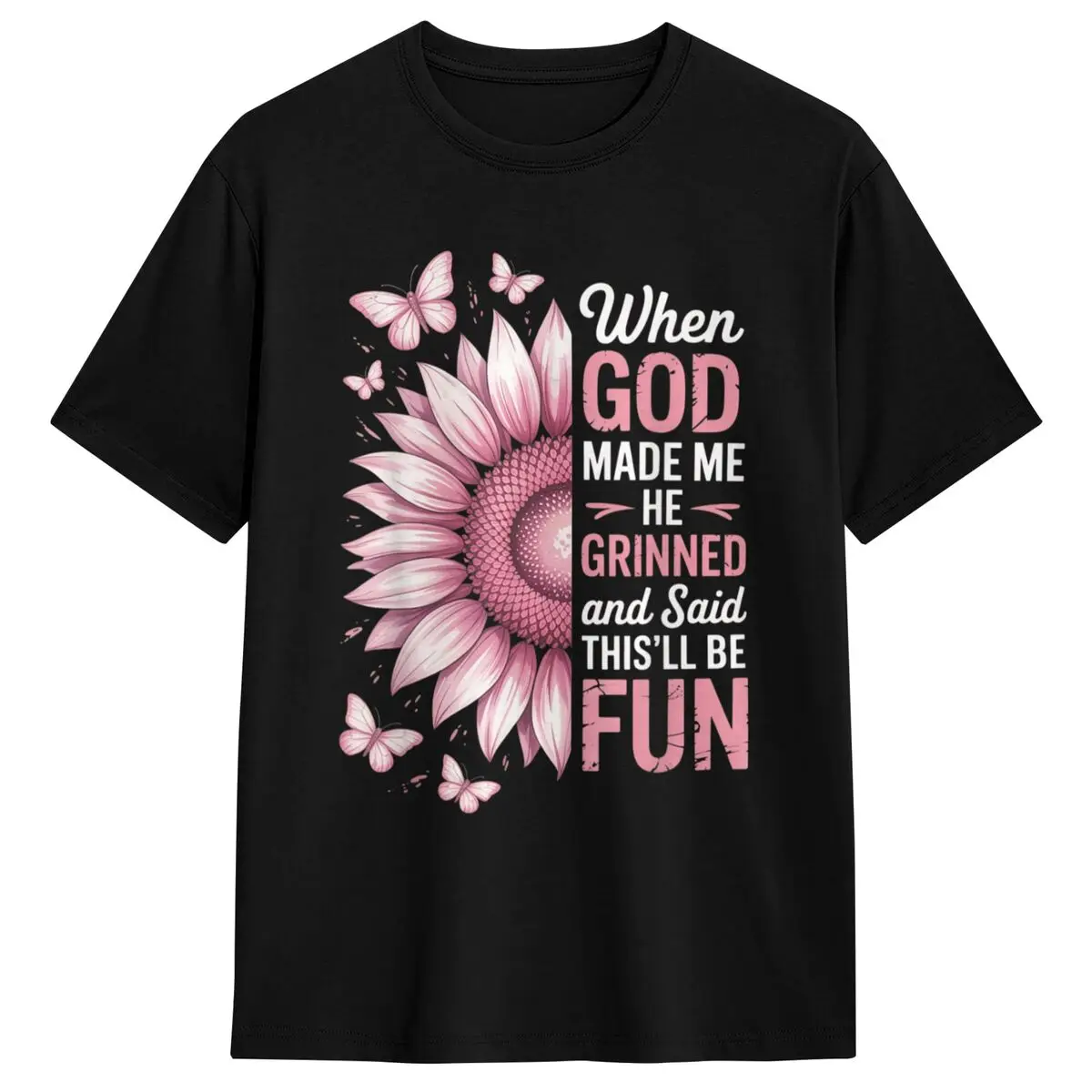 

Мужская и женская футболка When God Made Me He Grinned Said This'll Be Fun саркастические футболки модная летняя футболка с принтом одежда