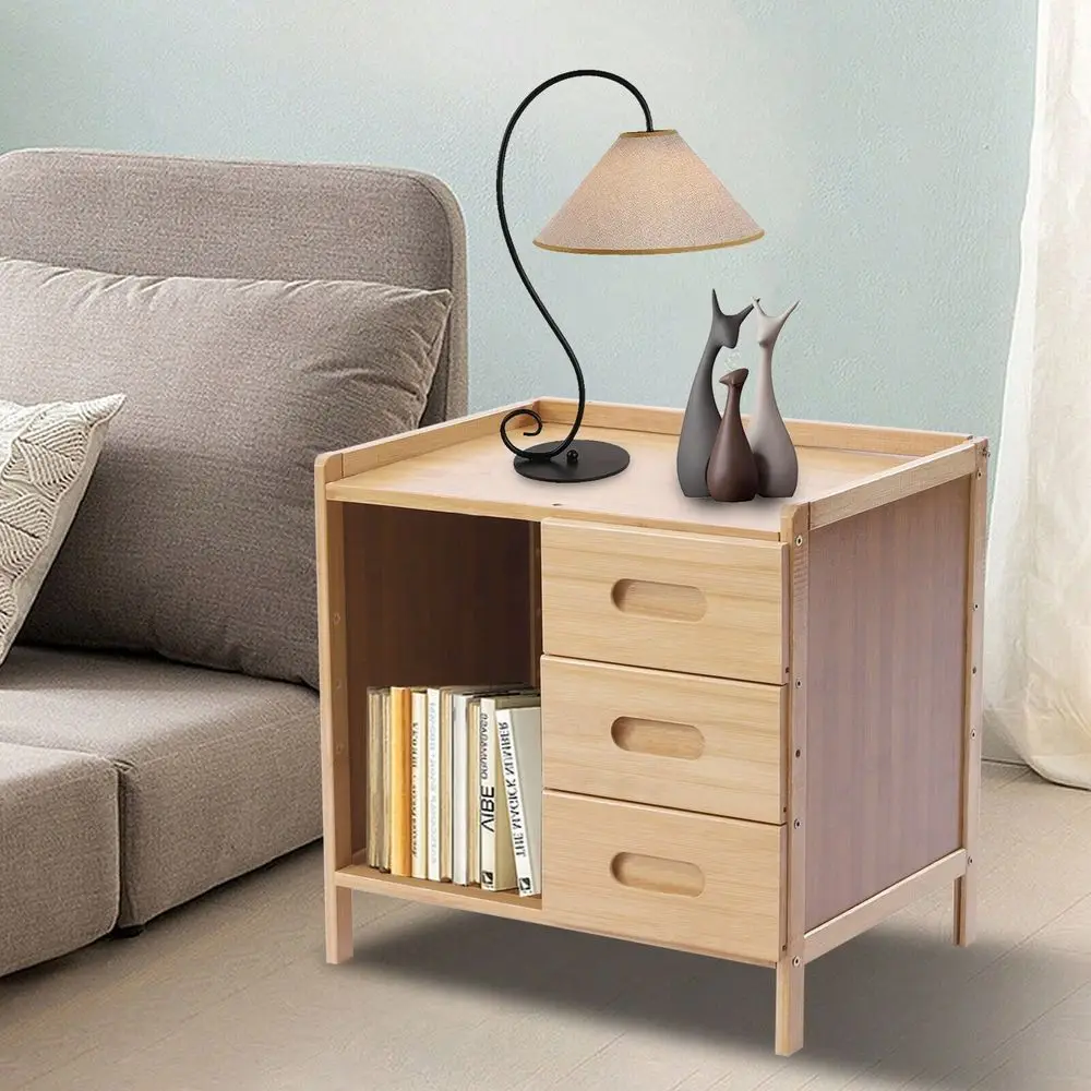 

3Tier Bedroom Bedside Table Nightstand End Side Organizer Drawers Storage Box