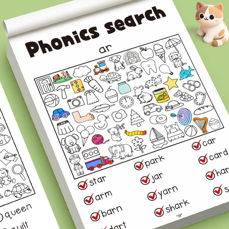 Libro di attività interattivo Quaderno di esercizi per corrispondenza e look dei colori Leggi e trovare fonetica Il libro da colorare con motivi corrispondenti