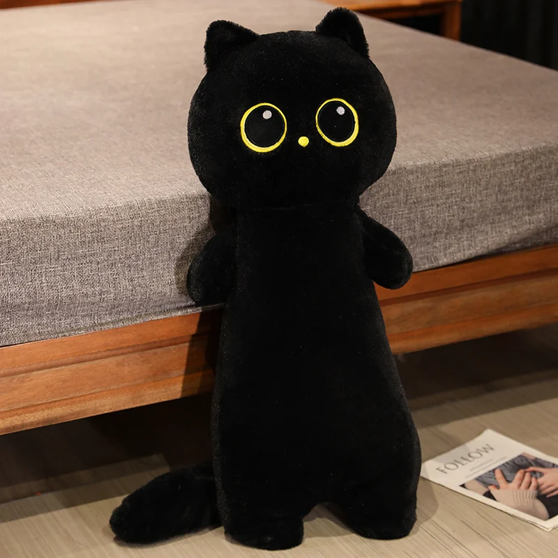 Cute Cat Plush Toy Stuffed Animal Black Cat Throw Pillow Cushion 100cm Big Size Toy Children Birthday Gift  for Boy Girl