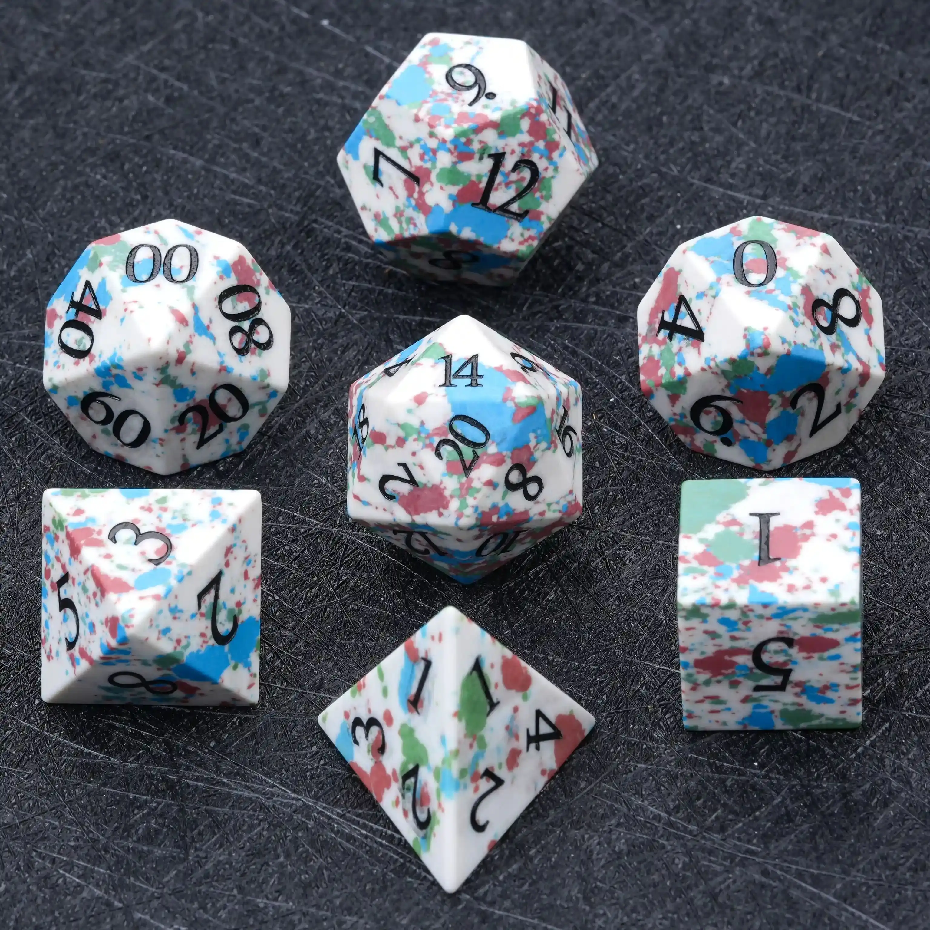 

1-7pcs DND Watercolor Gemstone Dice White Turquoise Dice Multi-sided Polyhedral Dice for D&D Game COC Role Playing RPG Table