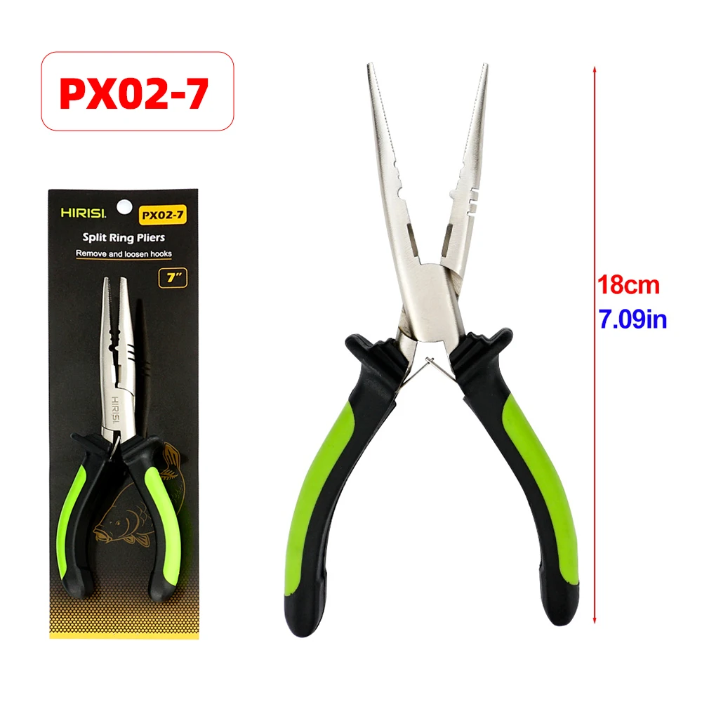Hirisi Angelzange mit gebogener Nase, Salzwasser-Multitool, Teflon-beschichteter Angelzubehör aus Kohlenstoffstahl PX03