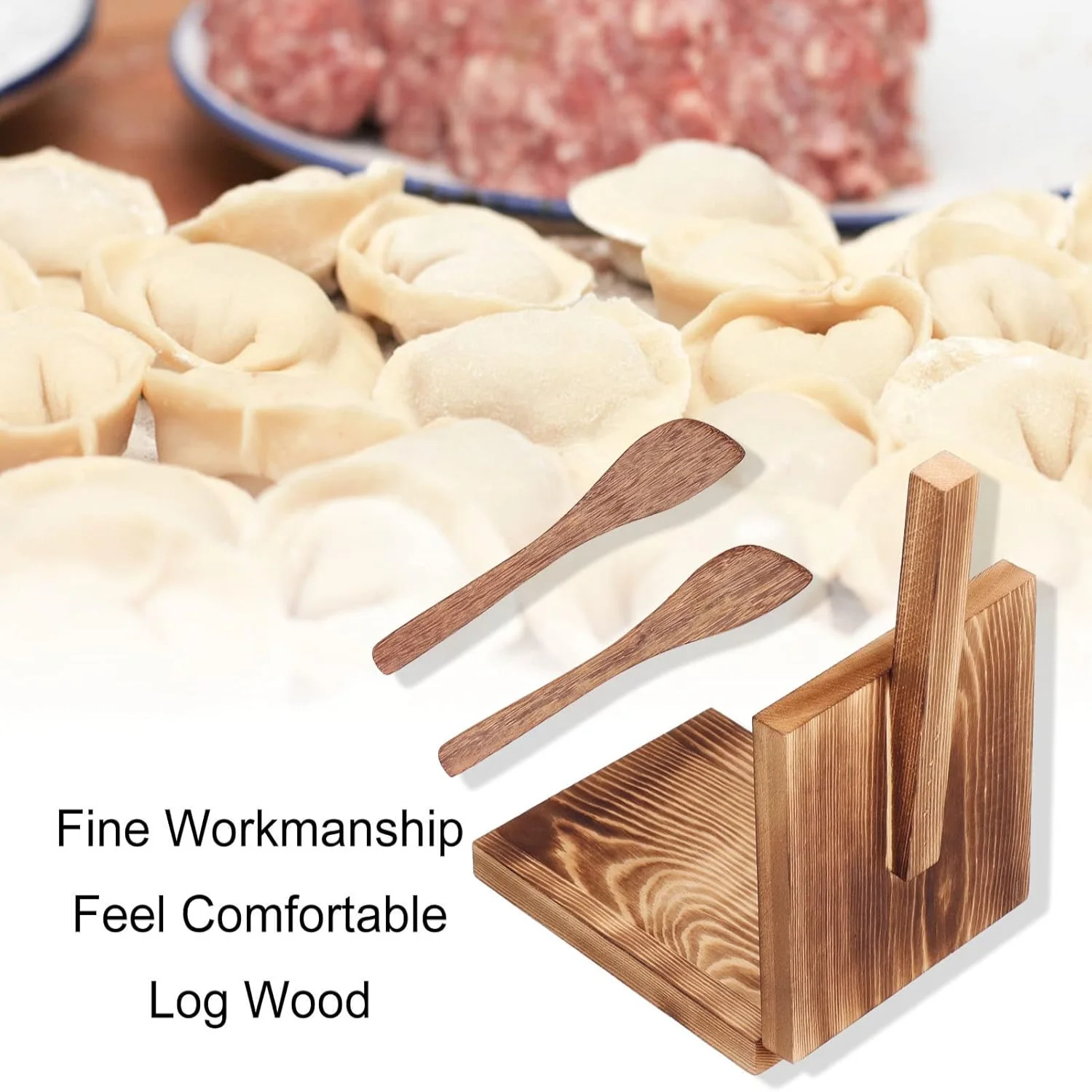 

Wooden Tortilla Press, Small Manual Tortillera Press Maker with Comfortable Handle and 2 Dumpling Spatulas Dough Pressing Tool f
