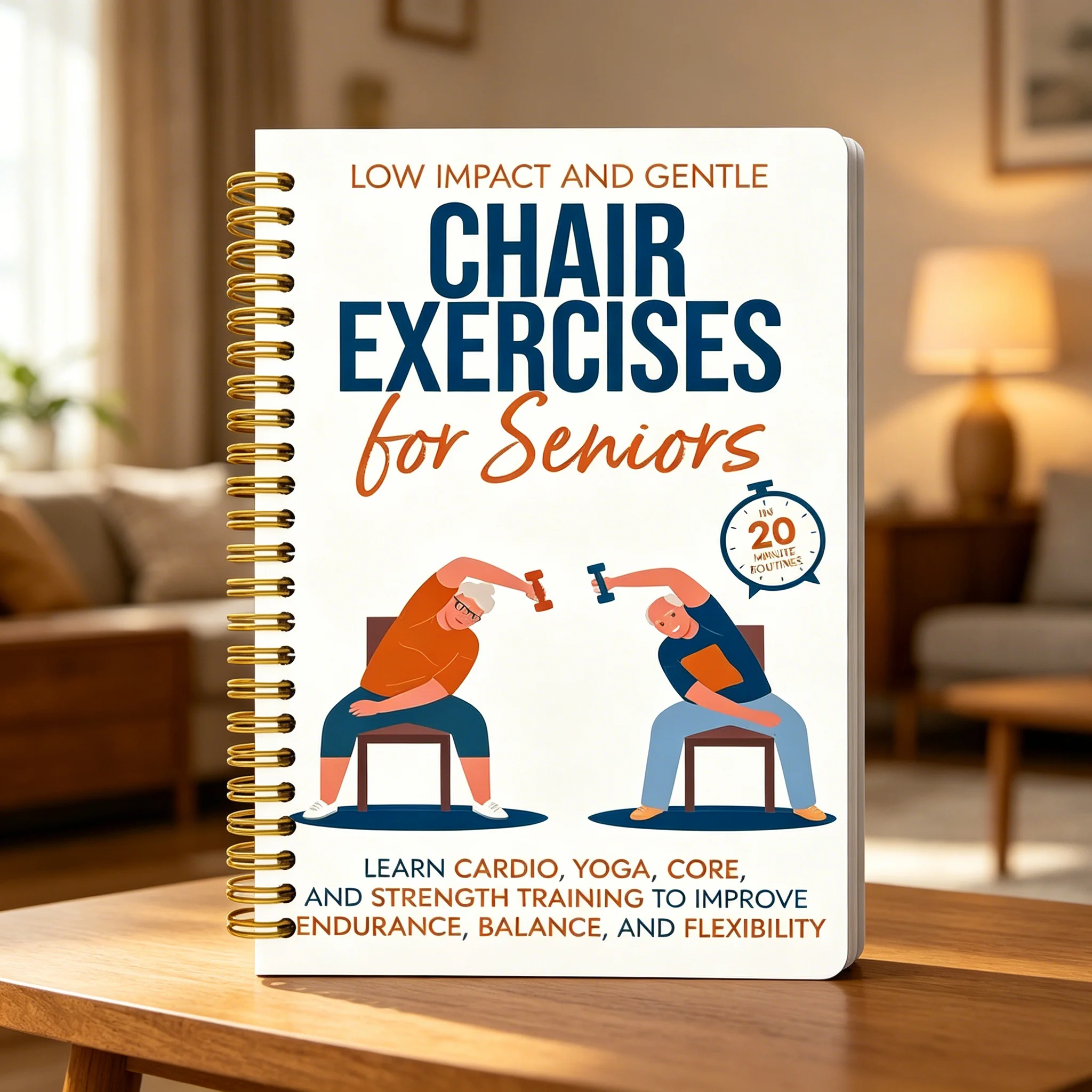Chair Yoga Book Gentle Seated Exercise Schedule with Poses Safety Guide Home Fitness Flexibility Training