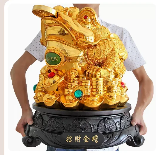 Golden Toad Treasure Animal Ornament Office Cashier Shop Restaurant Toad Golden Cicada Statue Opening Gift