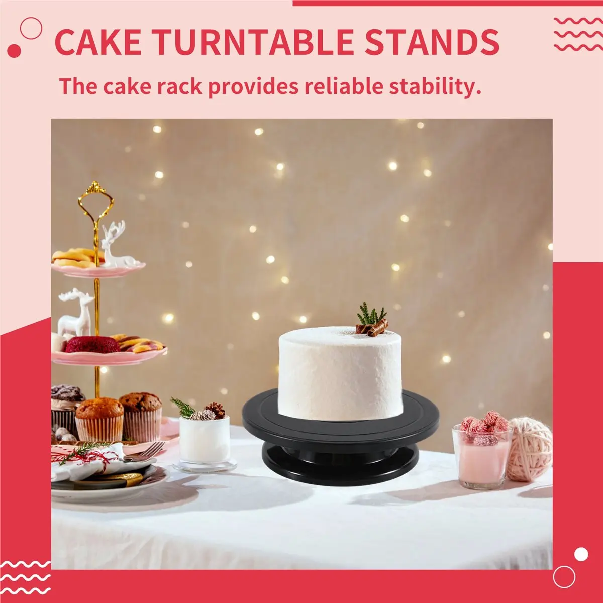 GTS 11 Inch Rotate Turntable Sculpting Wheel Revolving Cake Turntable Black Painting Turn Table Stand