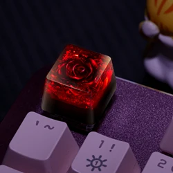 1pc Handmade Resin Personalized Red Roses Keycaps OEM for Cross-AxisMechanical Keyboards -Unique and Stylish Keycap Accessories