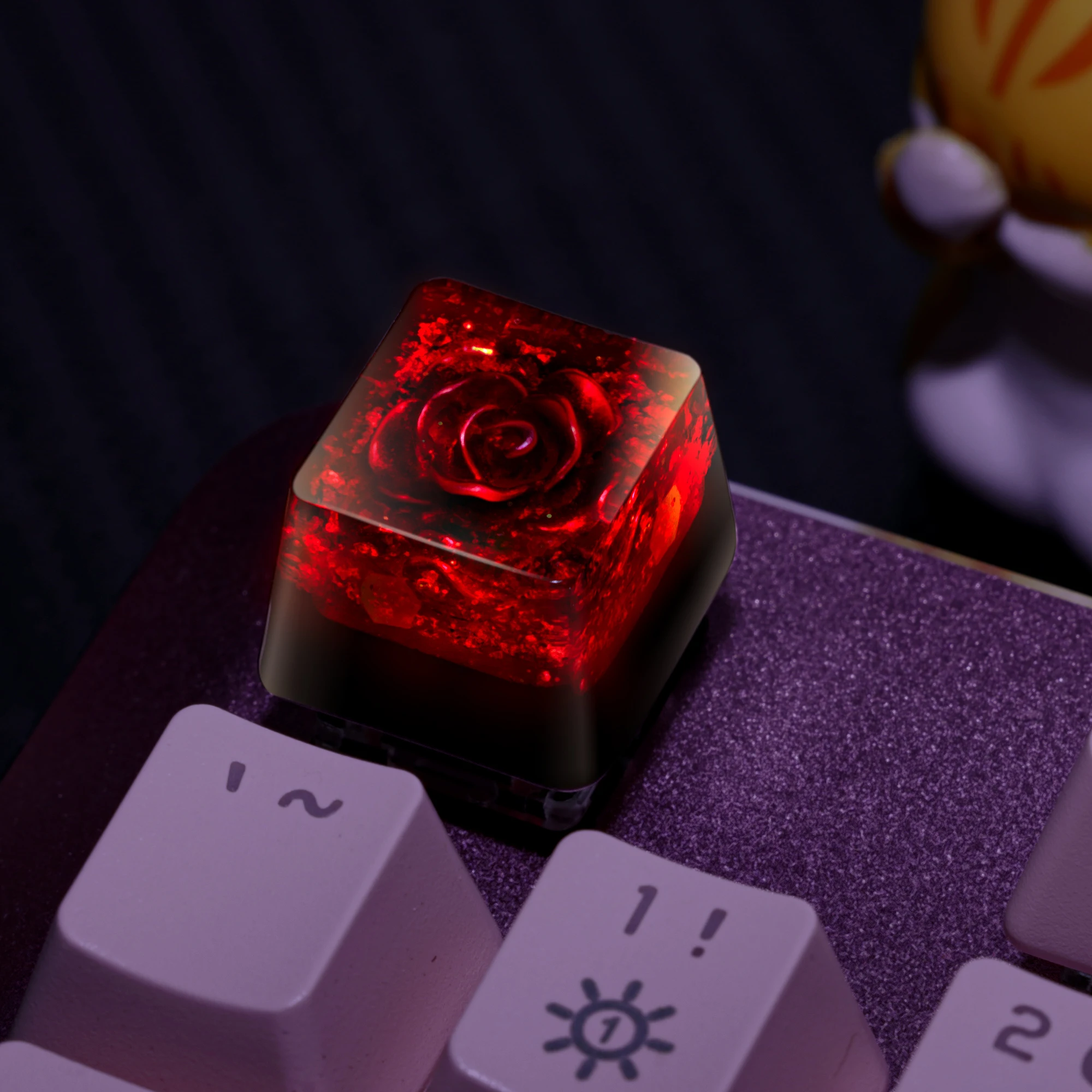 1pc Handmade Resin Personalized Red Roses Keycaps OEM for Cross-AxisMechanical Keyboards -Unique and Stylish Keycap Accessories